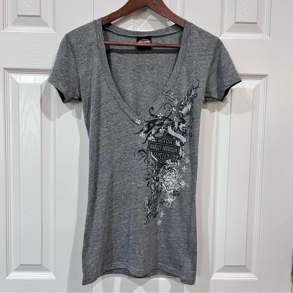 Harley-Davidson Women's Gray Graphic Tee New Orleans Size L - Picture 2 of 9